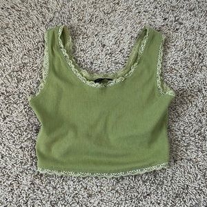 green laced cropped tank top from shein
